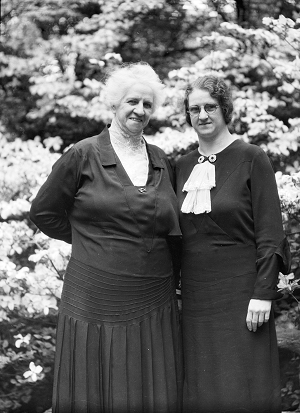 With her mother.